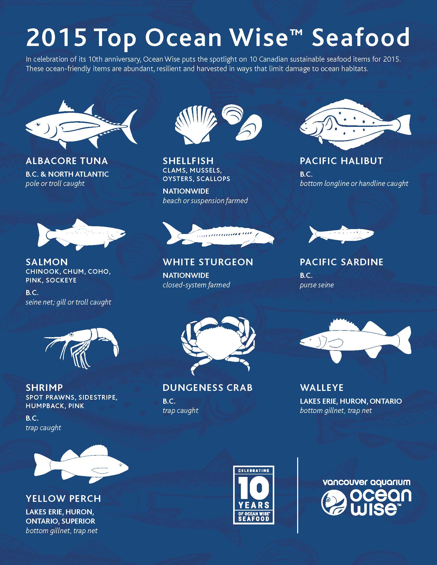 Liste des fruits de mer durables de l’Aquarium de Vancouver